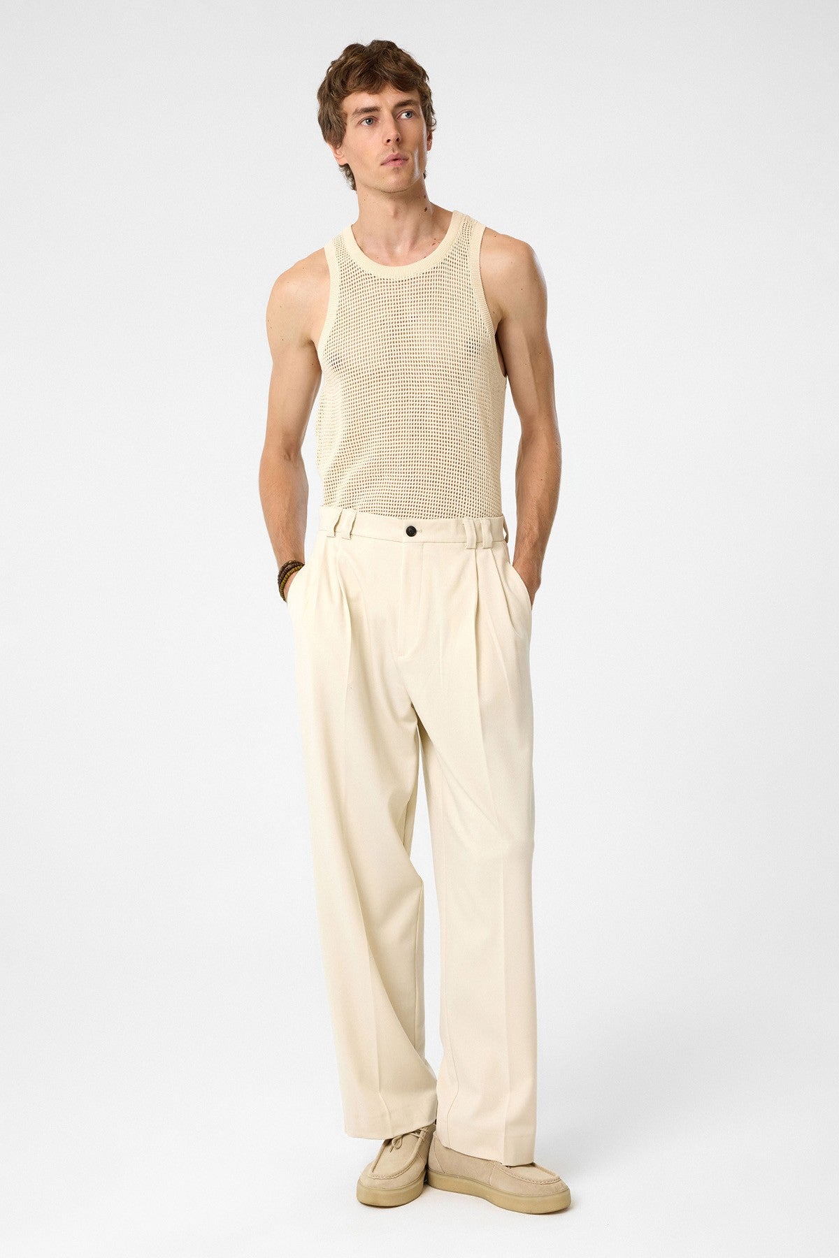 Antioch Yüksel Bel Relax Fit Pileli Erkek Pantolon