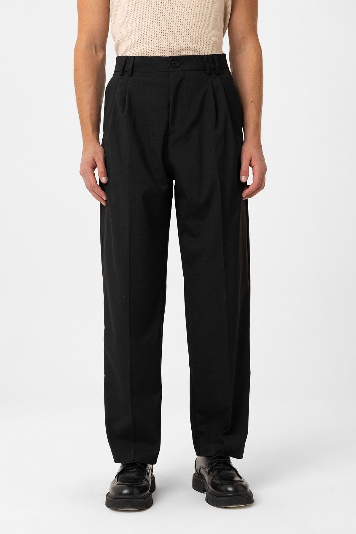 Çift Pileli Baggy Fit Erkek Pantolon