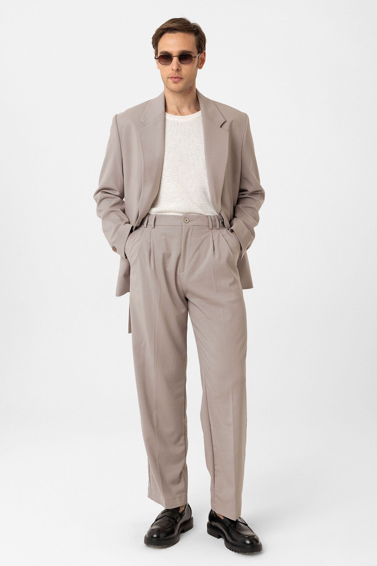 Çift Pileli Baggy Fit Erkek Pantolon
