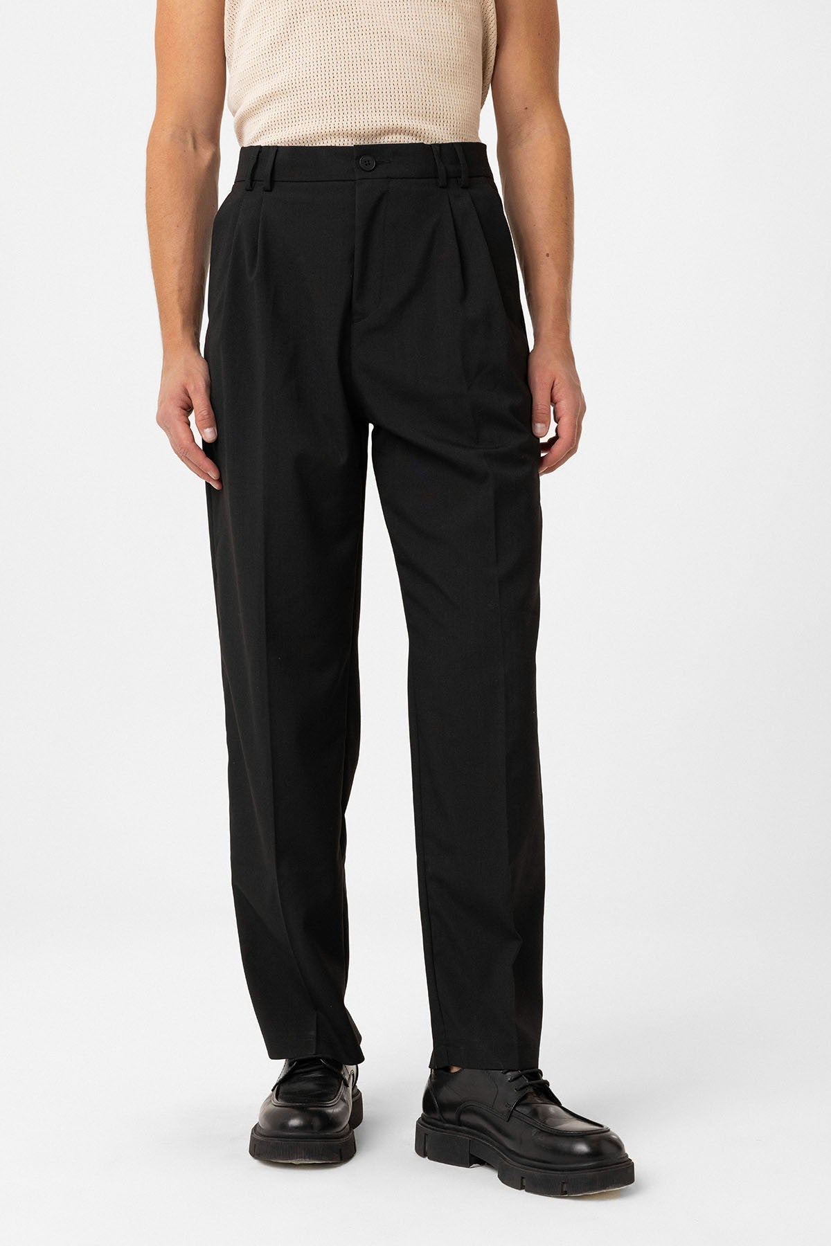 Çift Pileli Baggy Fit Erkek Pantolon