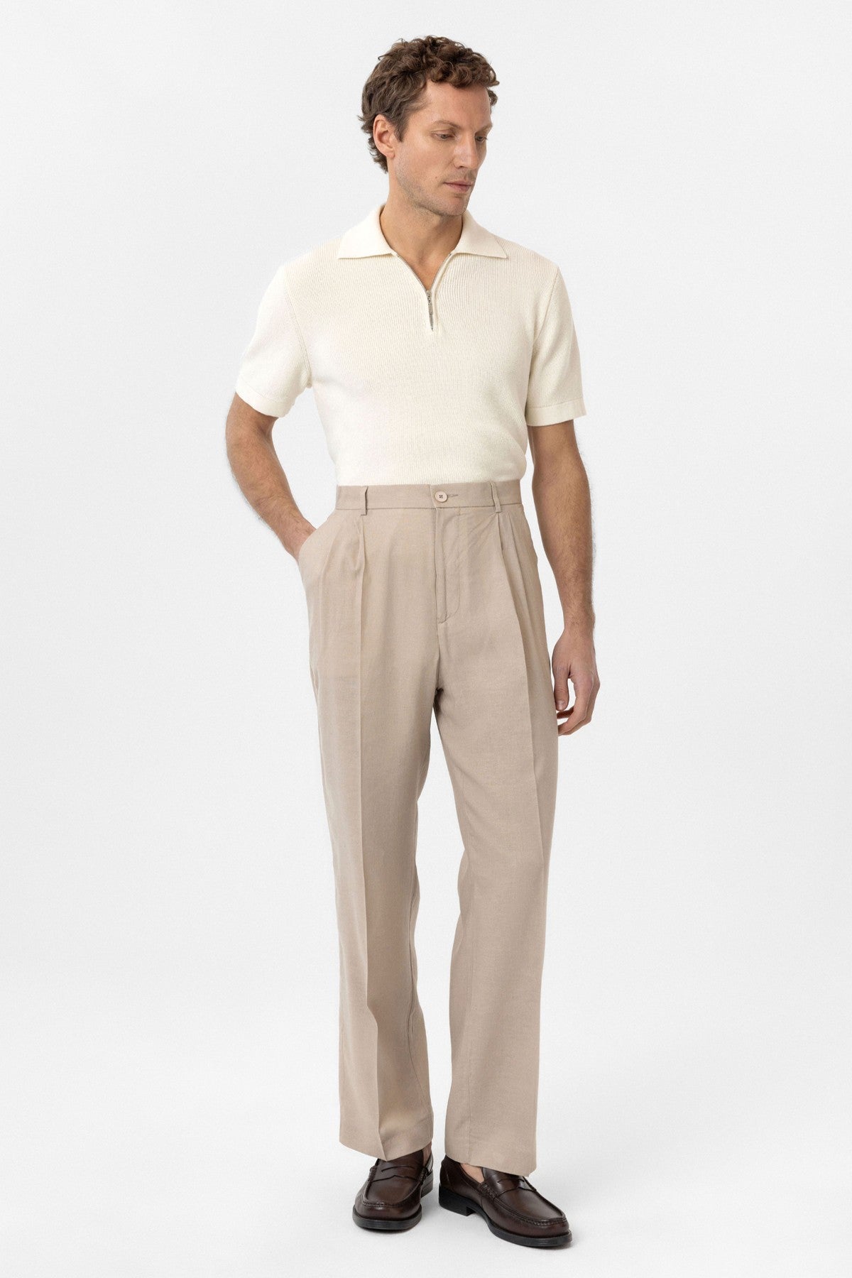 Antioch Keten Karışımlı Erkek Baggy Pantolon