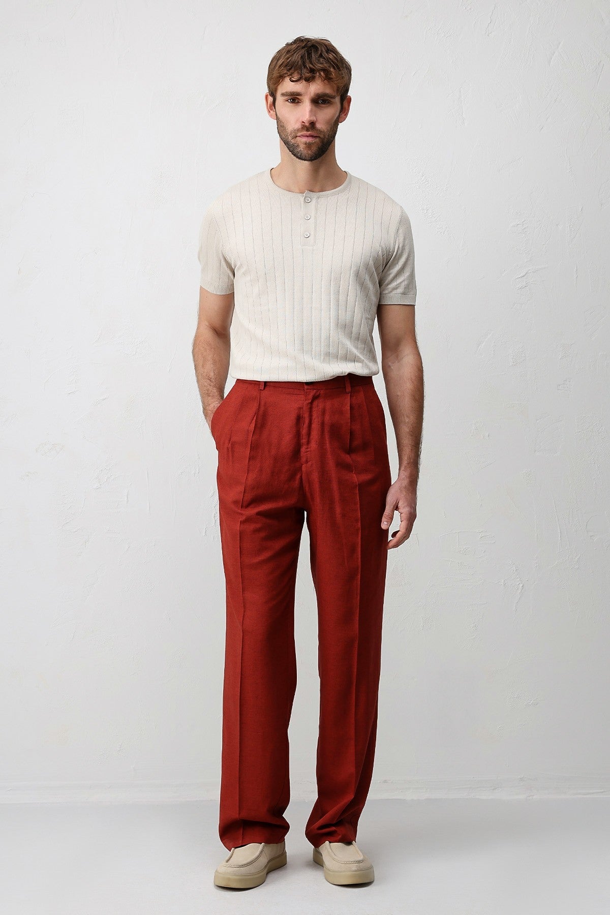 Antioch Keten Karışımlı Erkek Baggy Pantolon