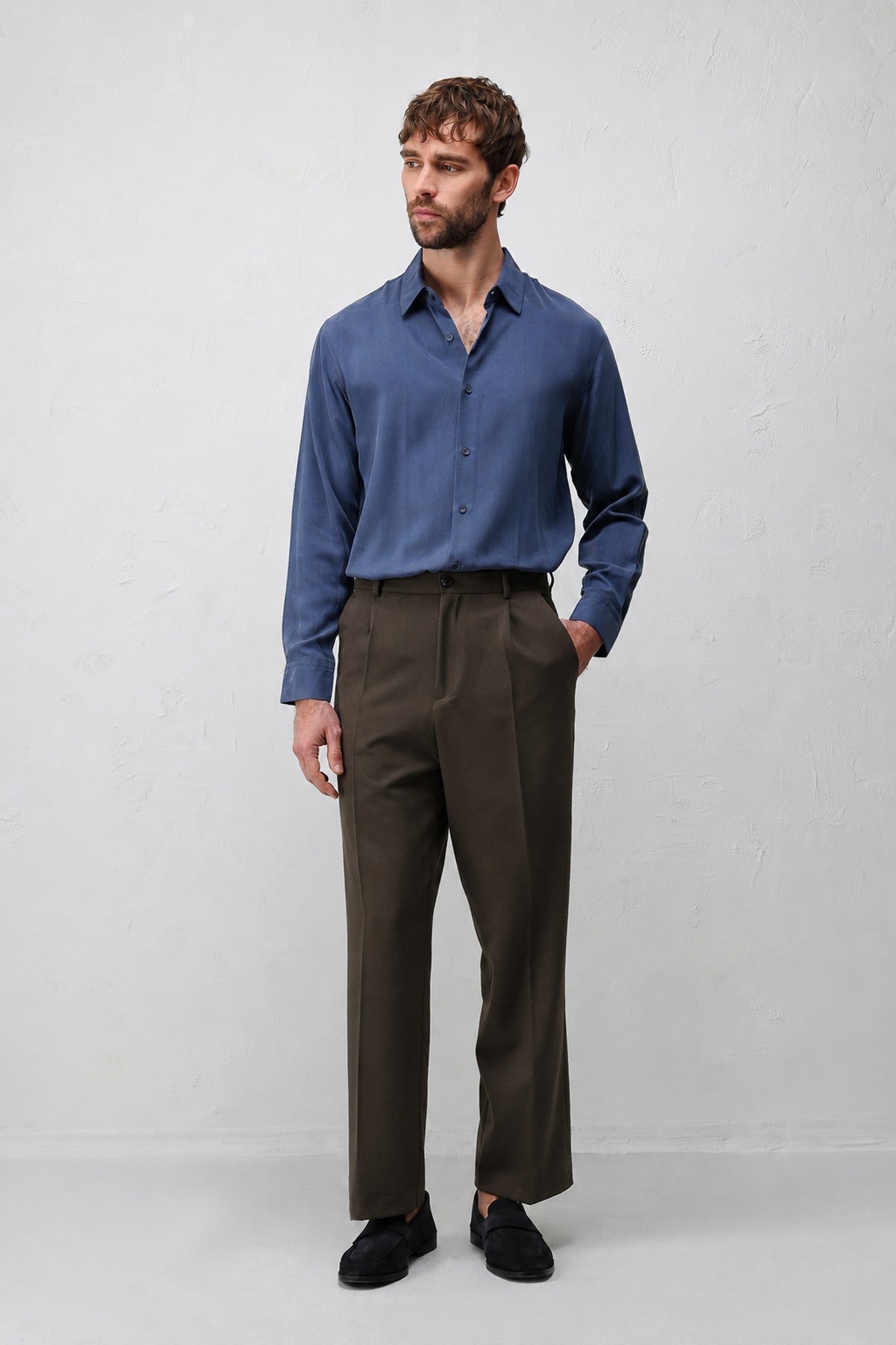 Relax Fit Pilili Erkek Pantolon