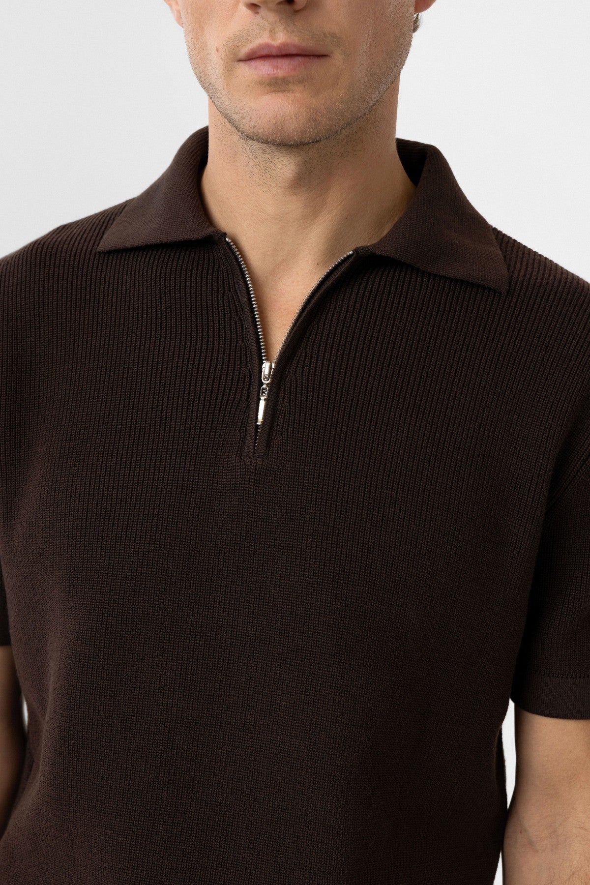 Antioch Fermuarlı Dokuma Erkek Polo Yaka Triko T-Shirt