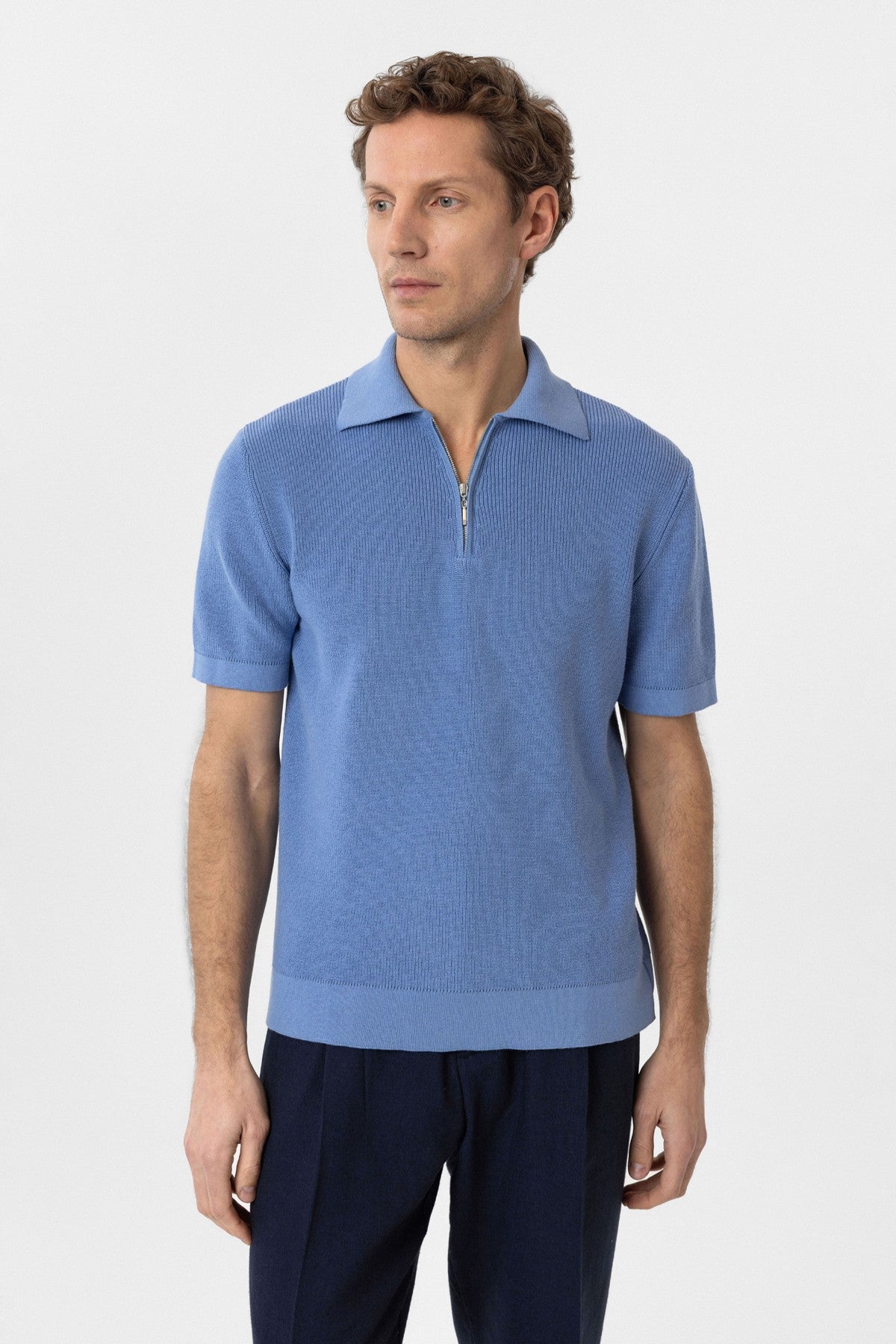 Antioch Fermuarlı Dokuma Erkek Polo Yaka Triko T-Shirt