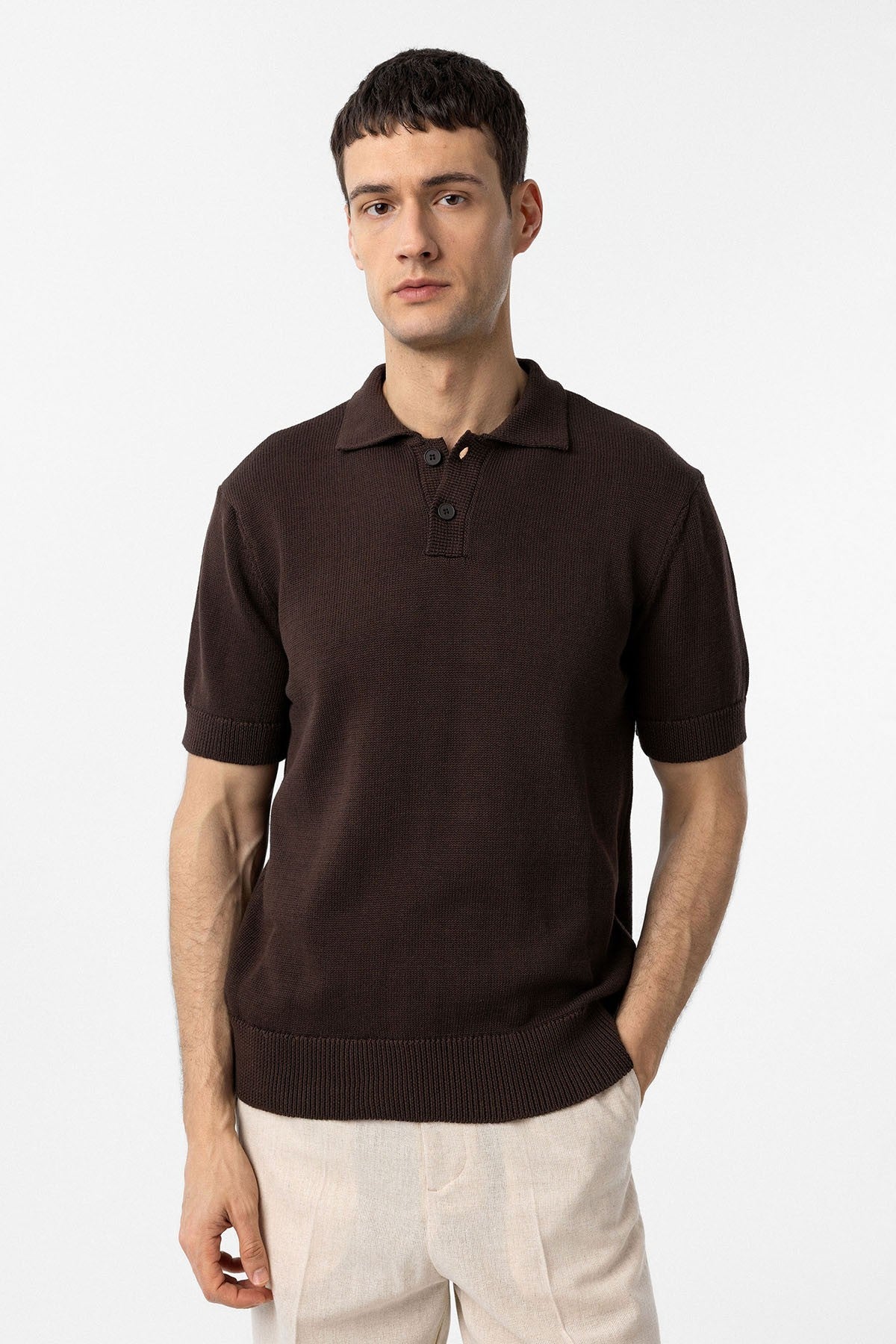 100% Pamuk Polo Yaka Triko T-Shirt