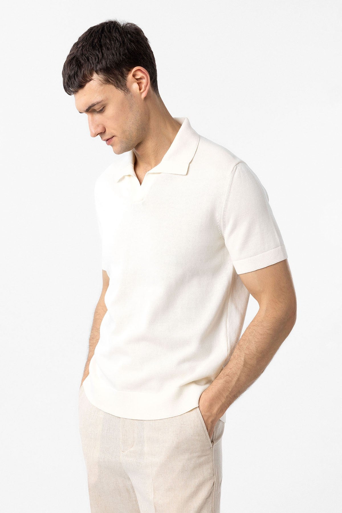 Antioch 100% Pamuk Apaş Yaka Triko T-Shirt