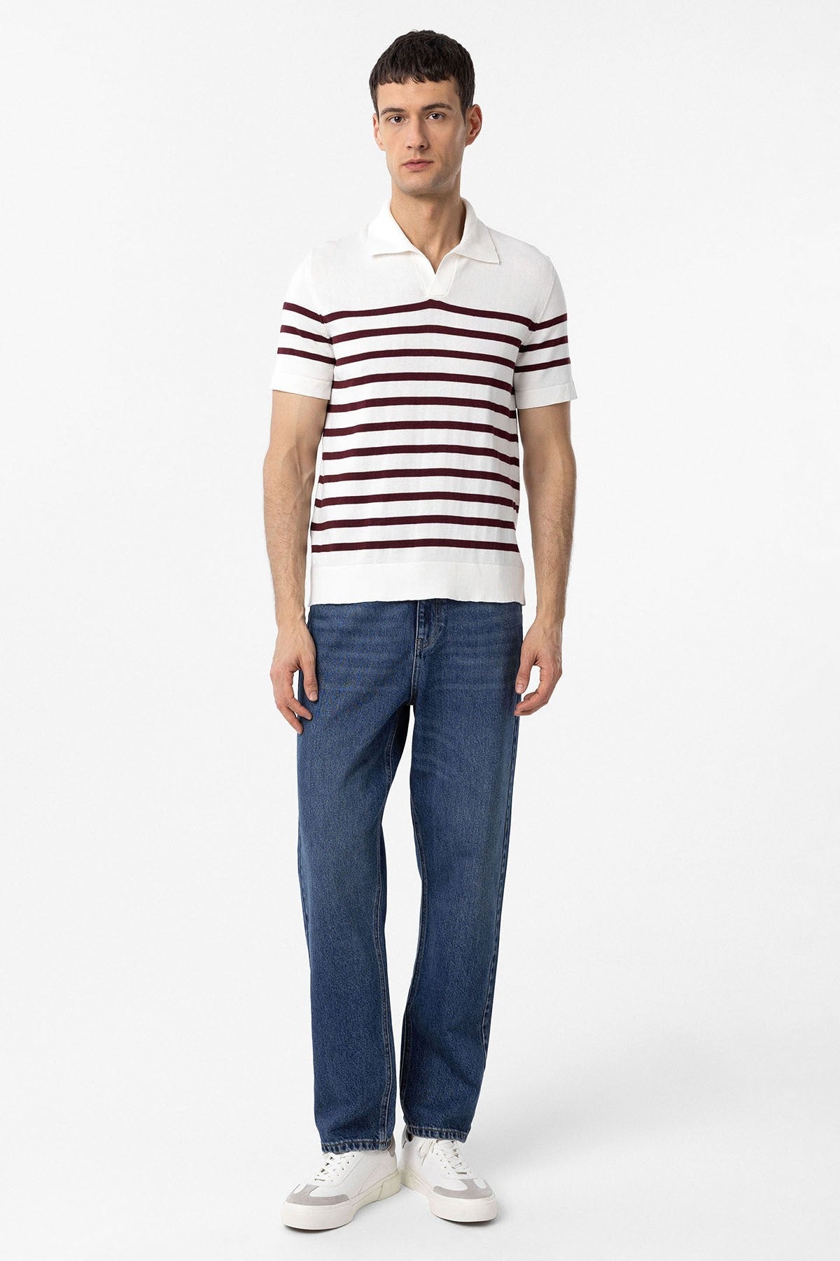 Antioch Polo Yaka Çizgili Erkek Triko T-Shirt