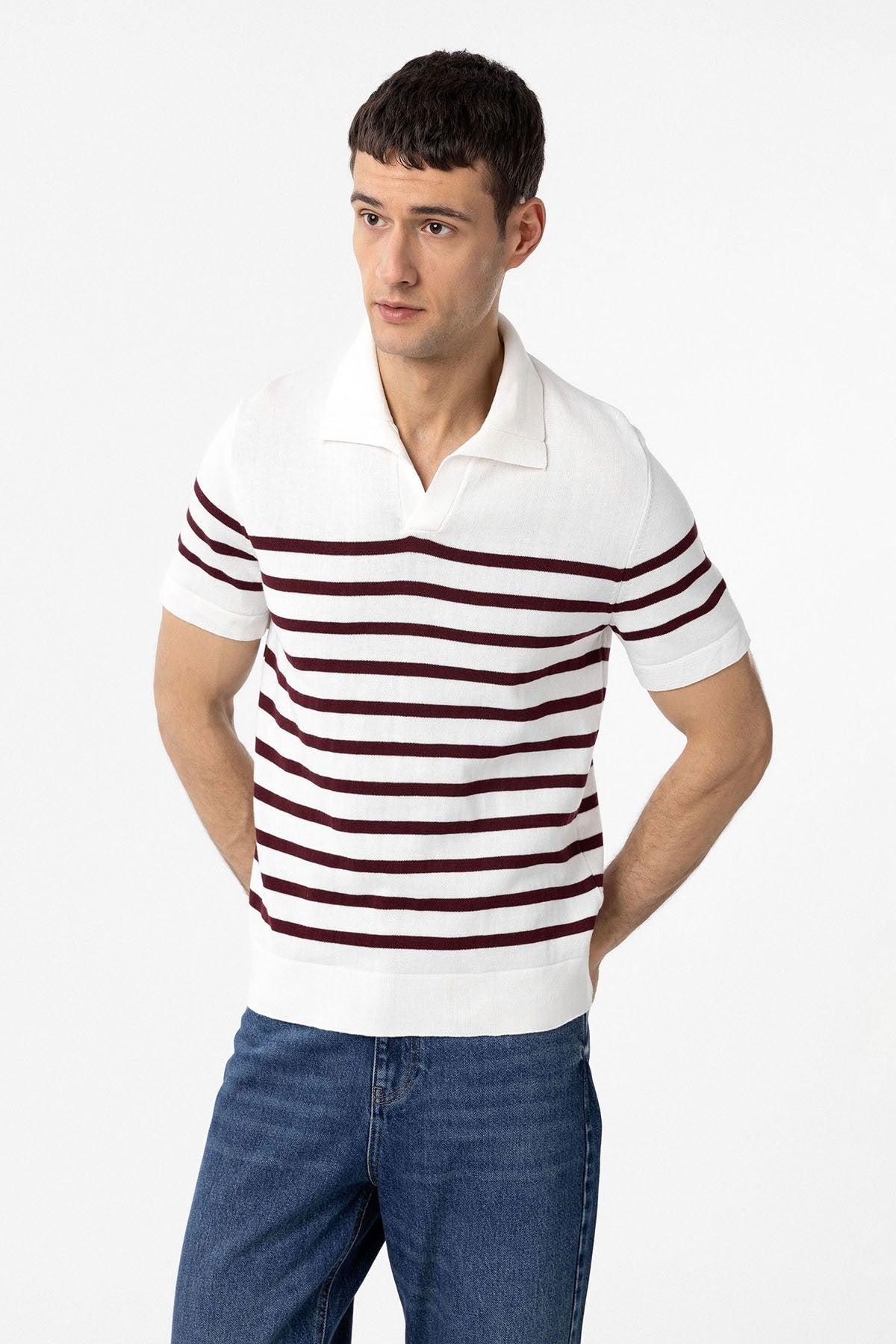 Antioch Polo Yaka Çizgili Erkek Triko T-Shirt