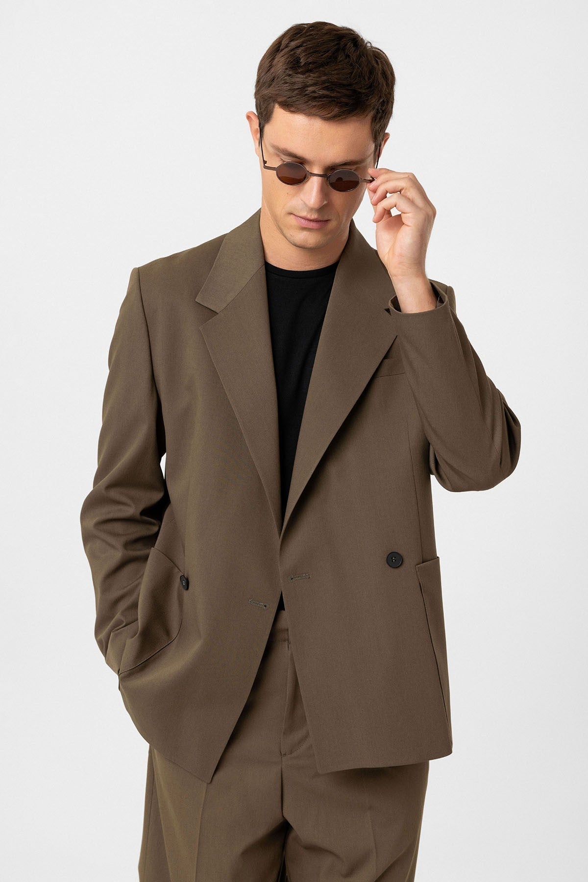 Antioch Relax Fit Kruvaze Kapama Erkek Teknik Blazer Ceket