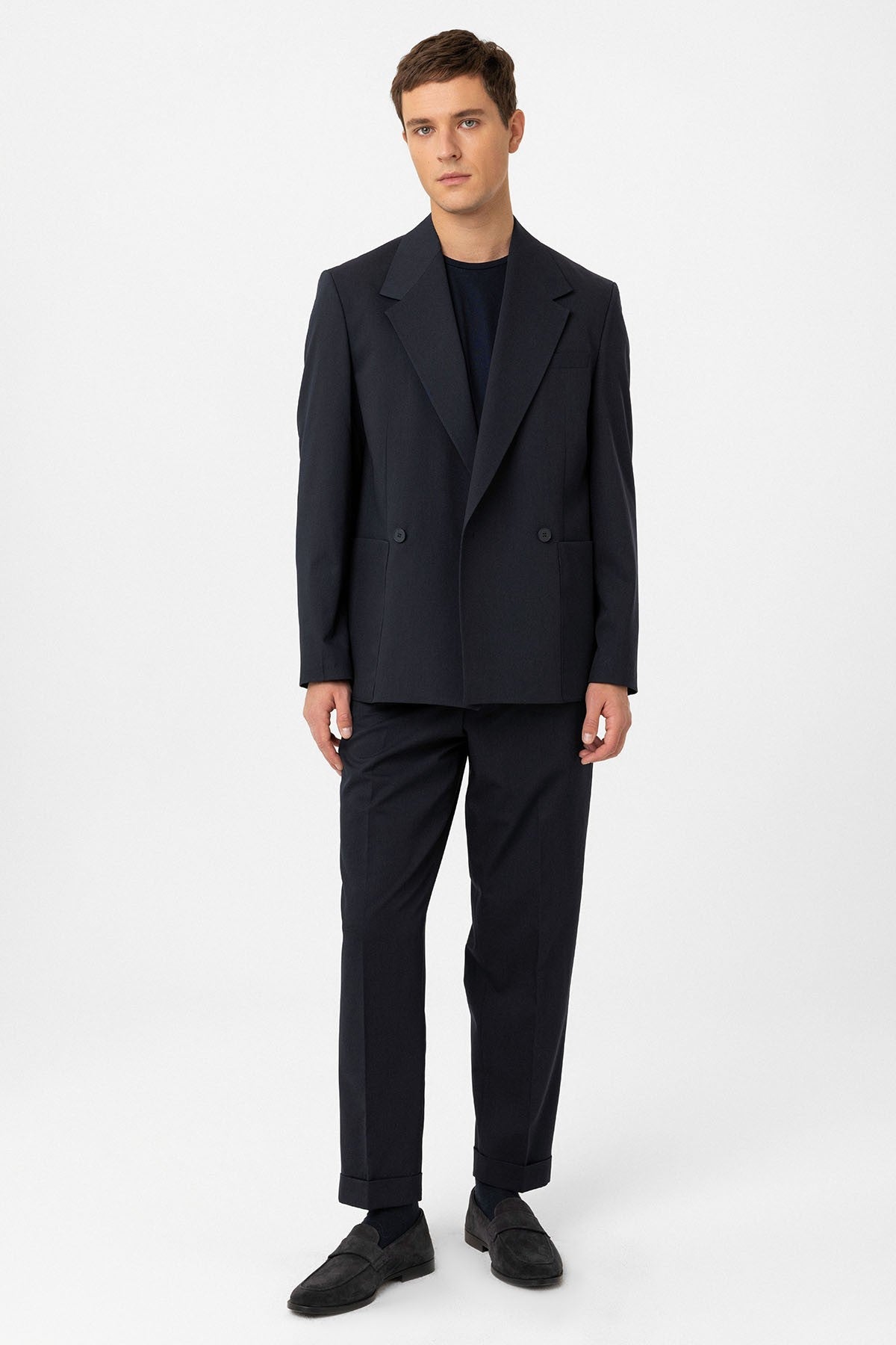 Antioch Relax Fit Kruvaze Kapama Erkek Teknik Blazer Ceket