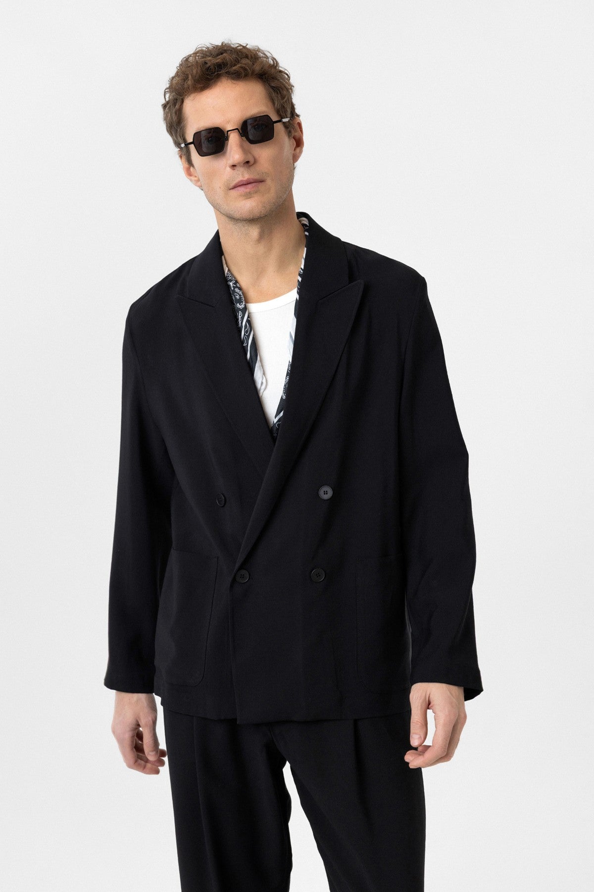 Antioch Relax Fit Diagonel İnce Erkek Blazer Ceket