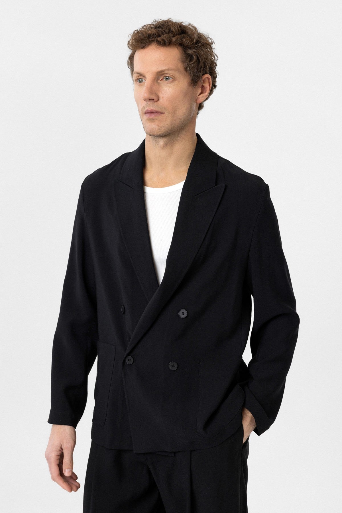 Antioch Relax Fit Diagonel İnce Erkek Blazer Ceket
