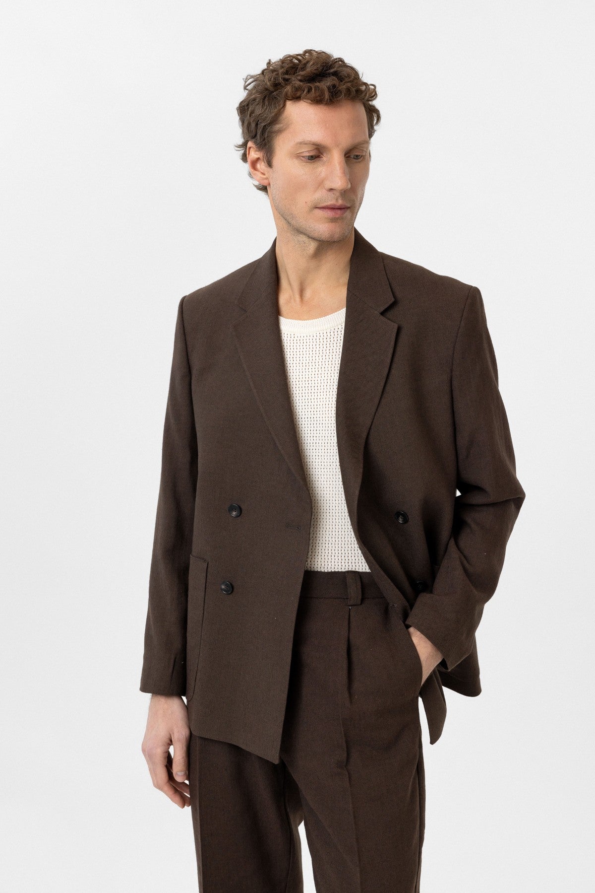 Antioch Relax Fit Keten Karışımlı Erkek Blazer Ceket