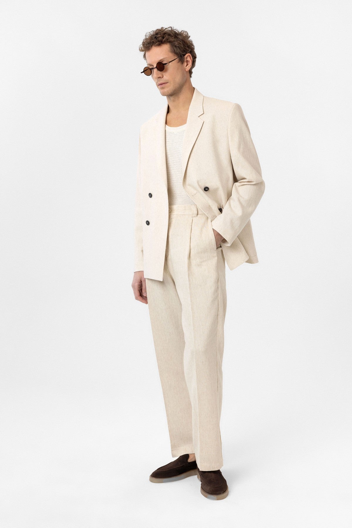 Antioch Relax Fit Keten Karışımlı Erkek Blazer Ceket