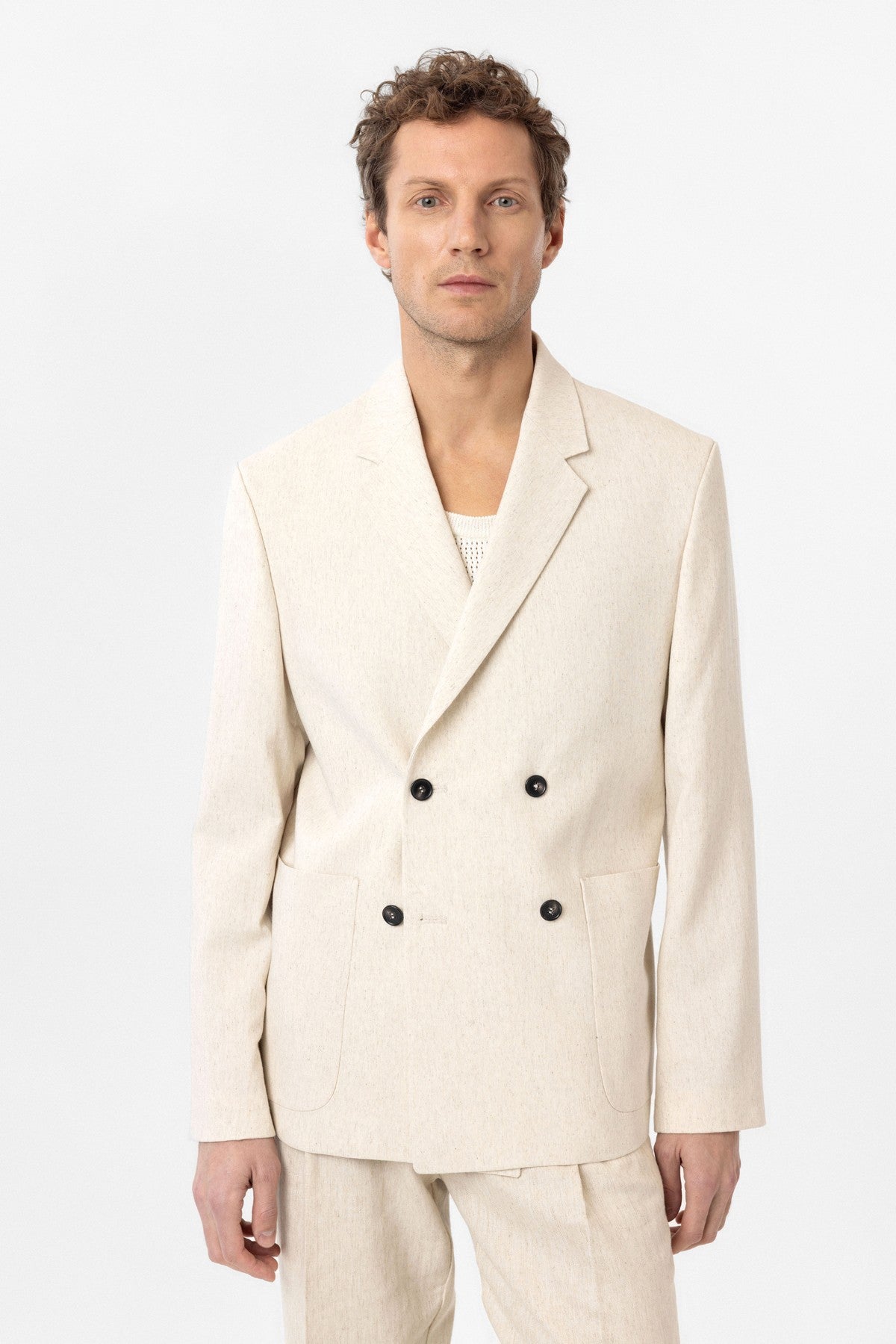 Antioch Relax Fit Keten Karışımlı Erkek Blazer Ceket