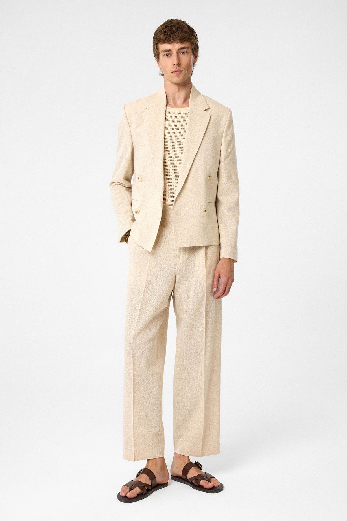 Antioch Relax Fit Kruvaze Crop Erkek Blazer Ceket