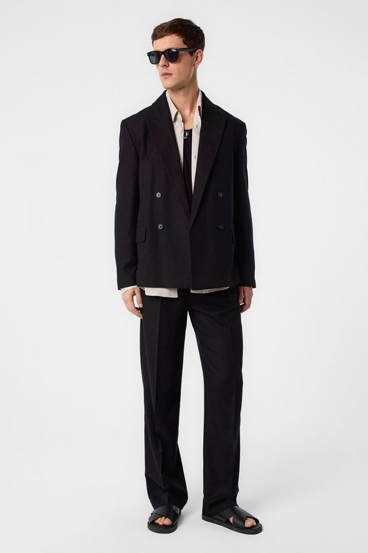 Relax Fit Keten Karışımlı Erkek Blazer Ceket