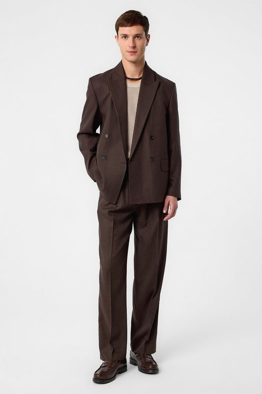 Relax Fit Keten Karışımlı Erkek Blazer Ceket
