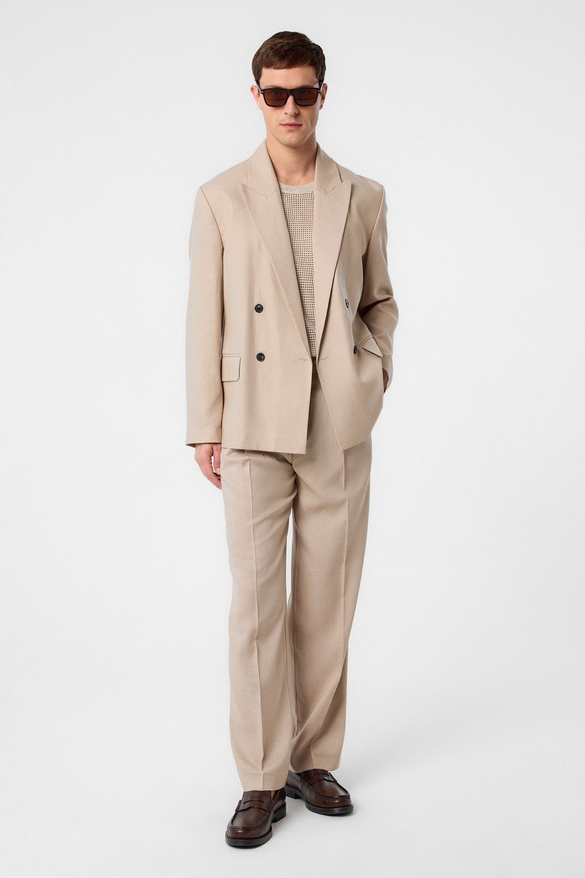 Relax Fit Keten Karışımlı Erkek Blazer Ceket