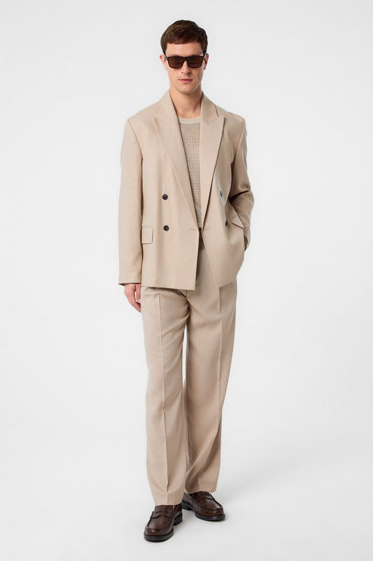 Relax Fit Keten Karışımlı Erkek Blazer Ceket