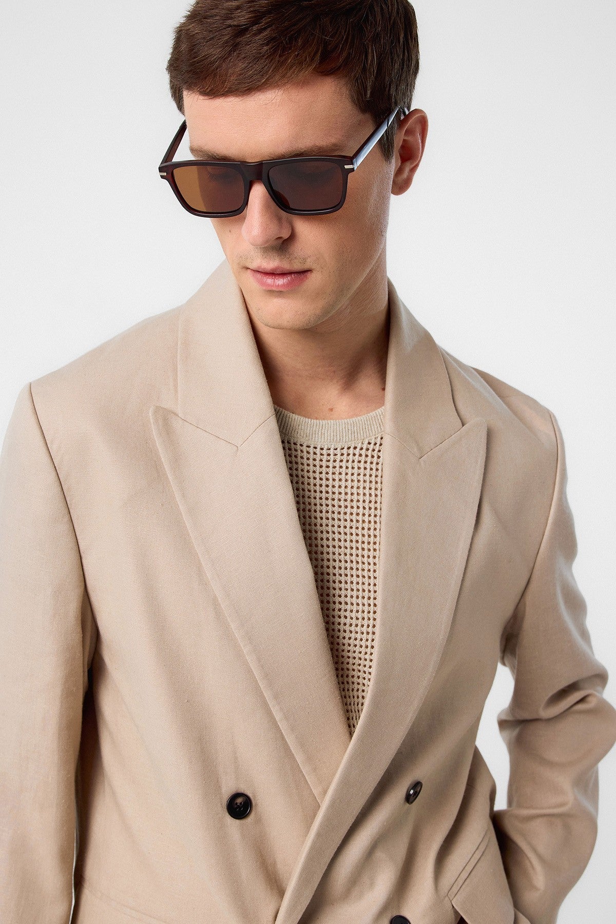 Relax Fit Keten Karışımlı Erkek Blazer Ceket