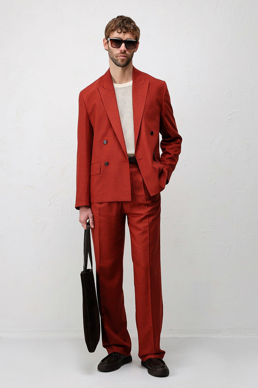 Relax Fit Keten Karışımlı Erkek Blazer Ceket