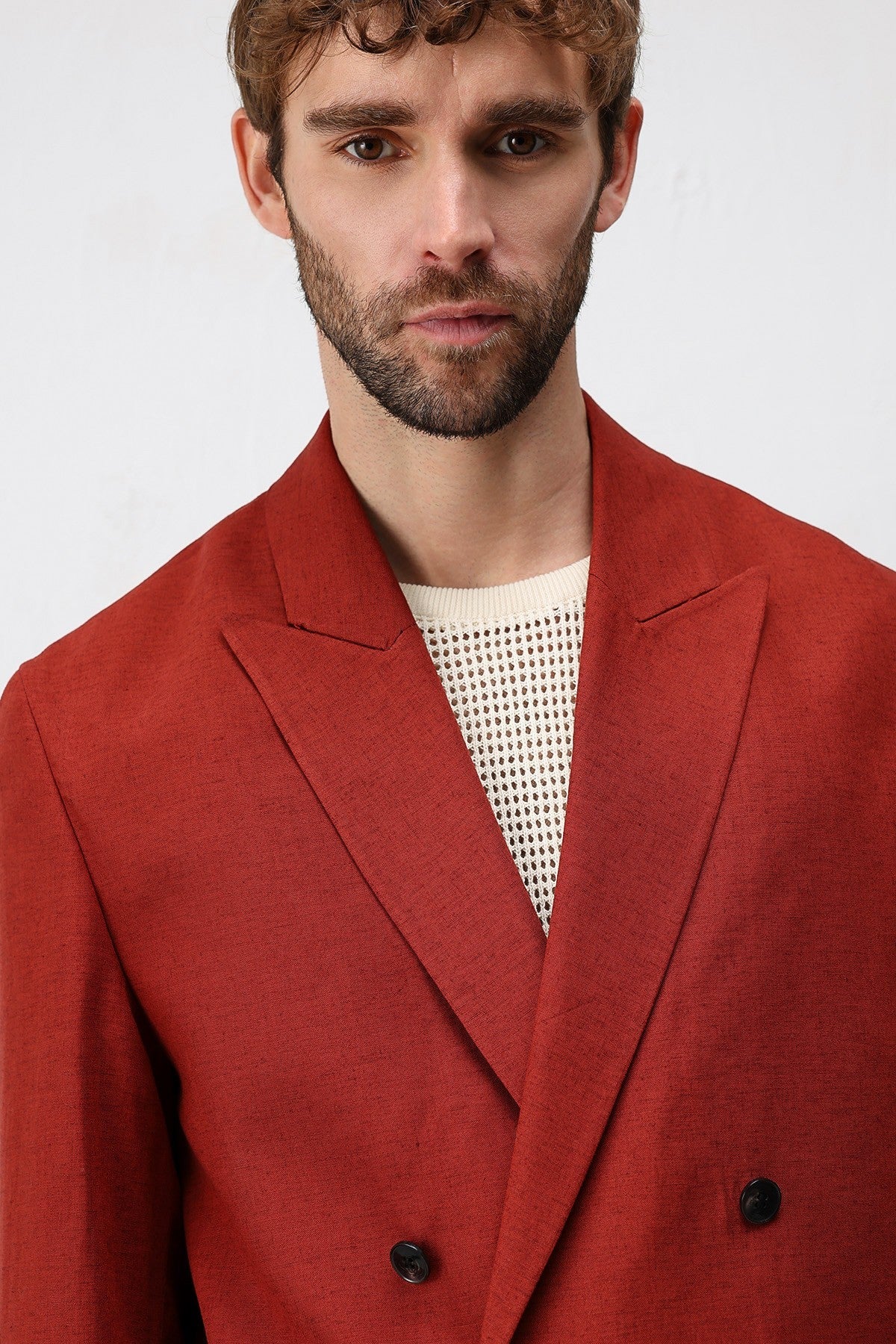 Relax Fit Keten Karışımlı Erkek Blazer Ceket