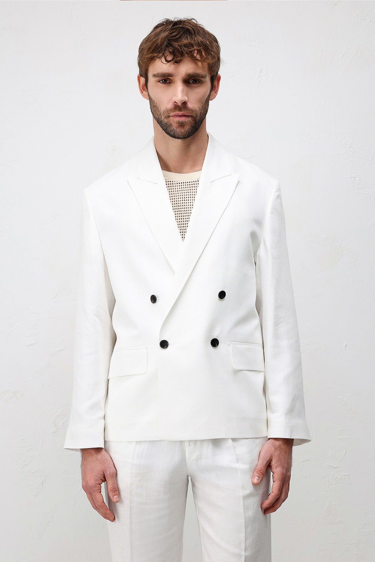 Relax Fit Keten Karışımlı Erkek Blazer Ceket