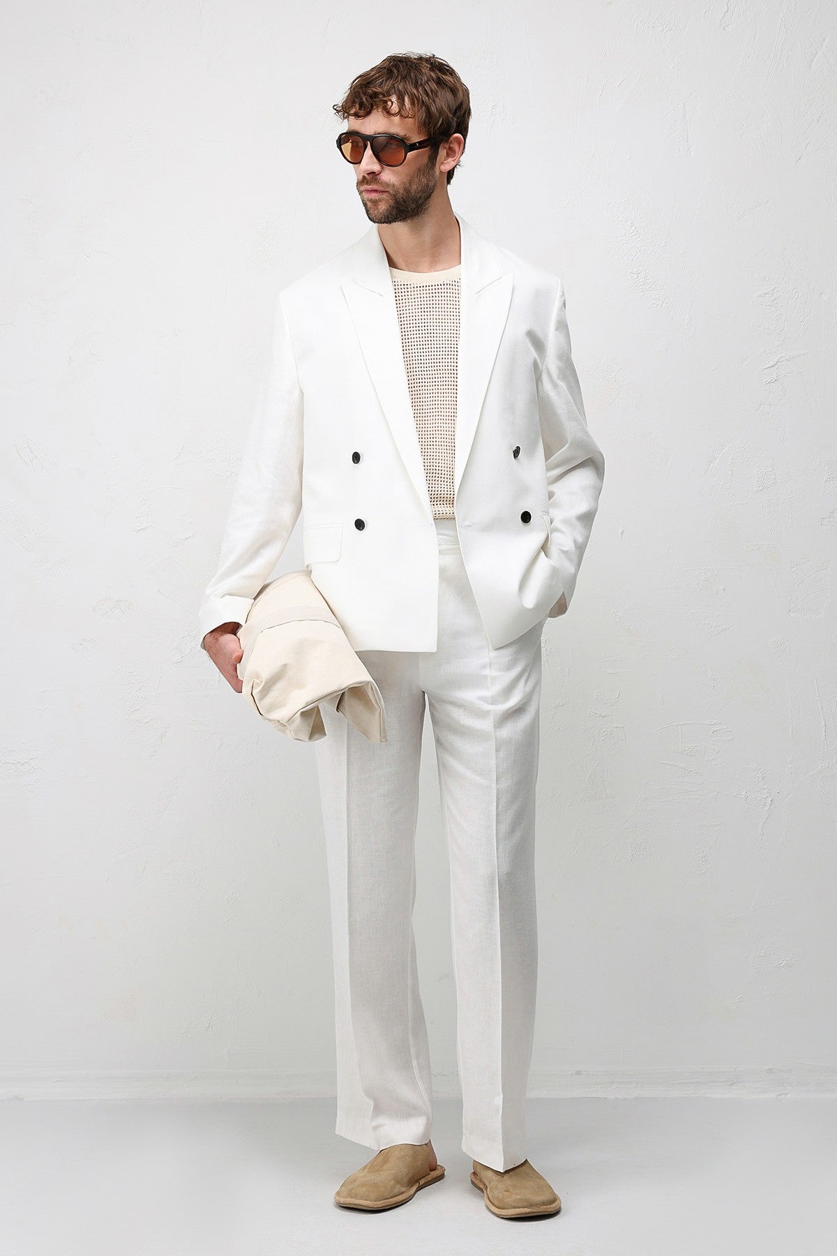 Relax Fit Keten Karışımlı Erkek Blazer Ceket