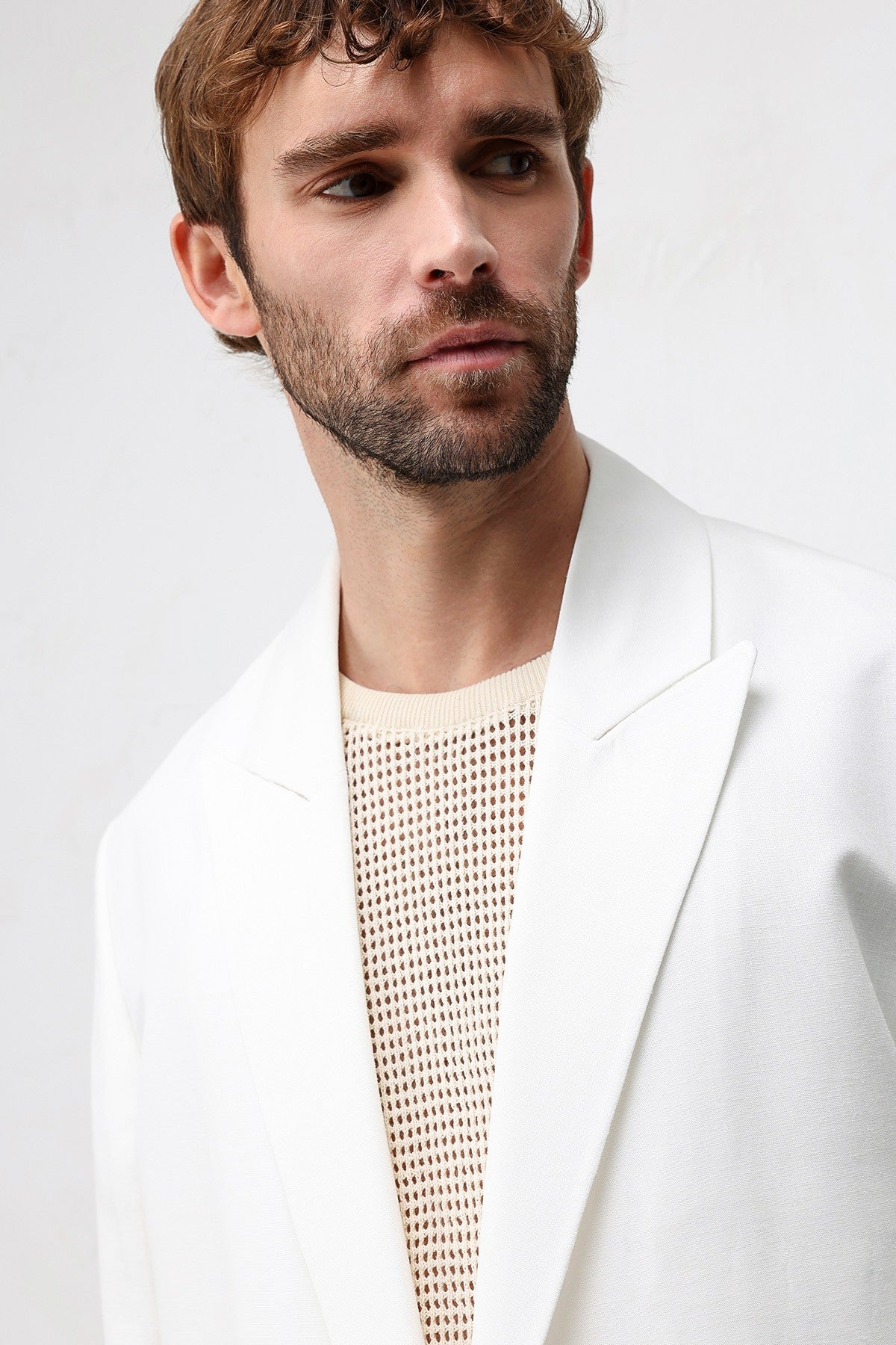Relax Fit Keten Karışımlı Erkek Blazer Ceket