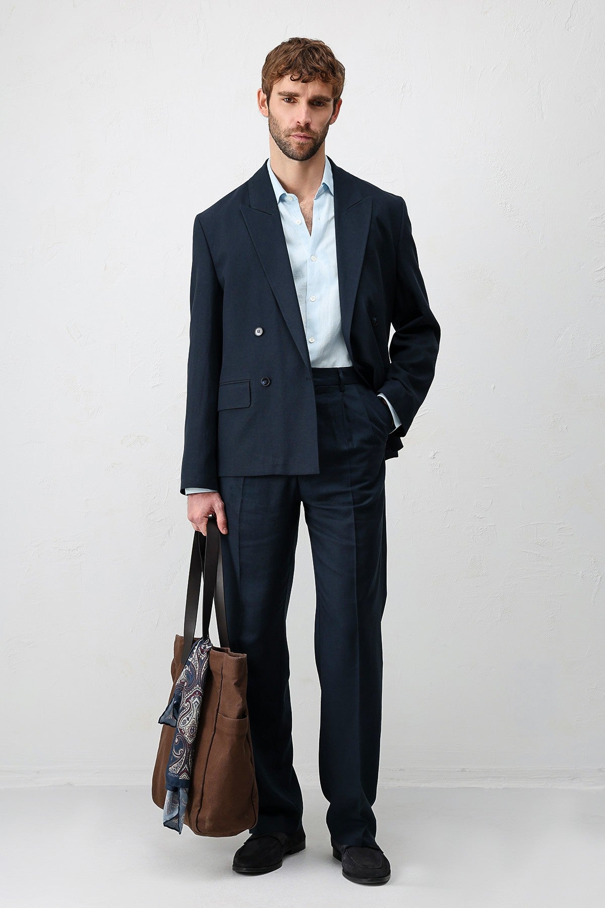 Relax Fit Keten Karışımlı Erkek Blazer Ceket