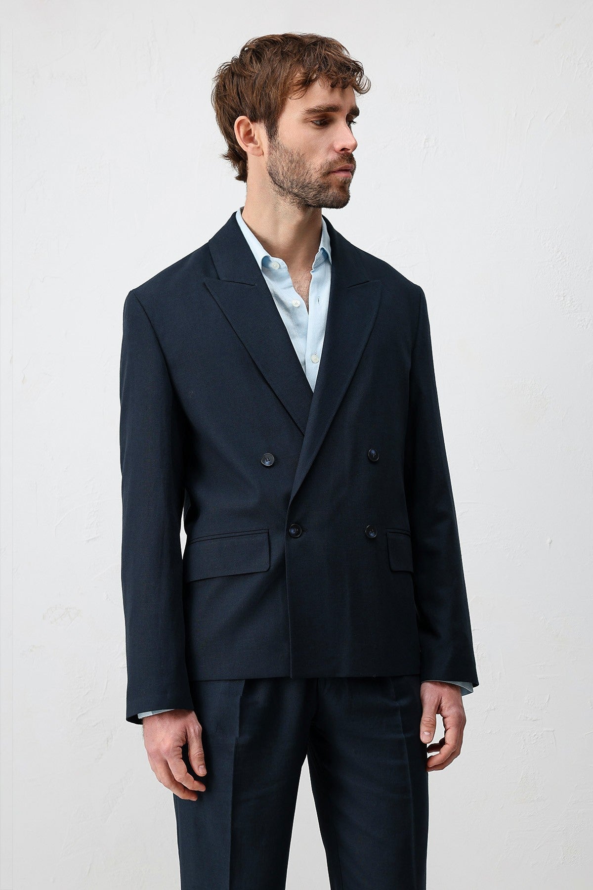 Relax Fit Keten Karışımlı Erkek Blazer Ceket