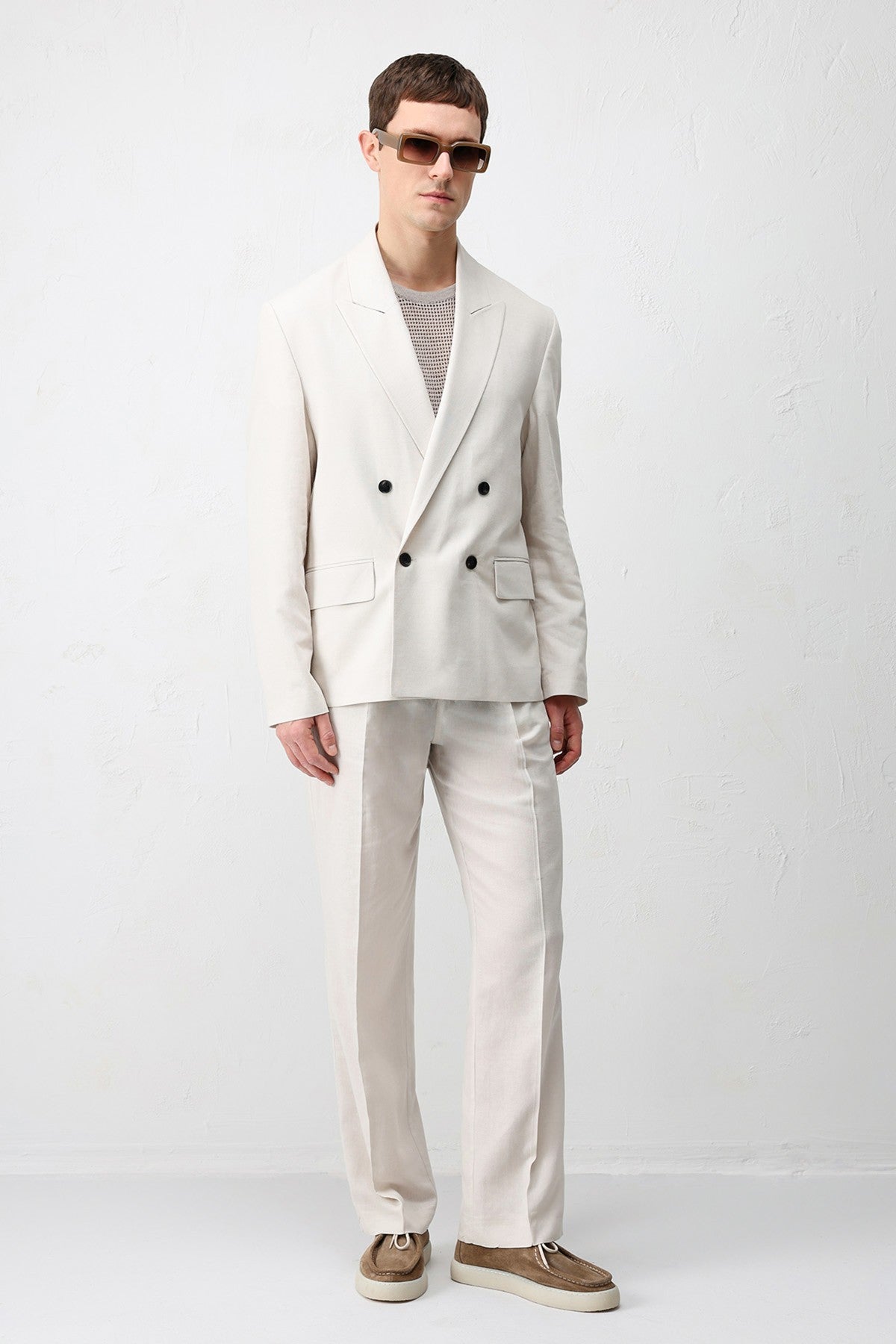 Relax Fit Keten Karışımlı Erkek Blazer Ceket