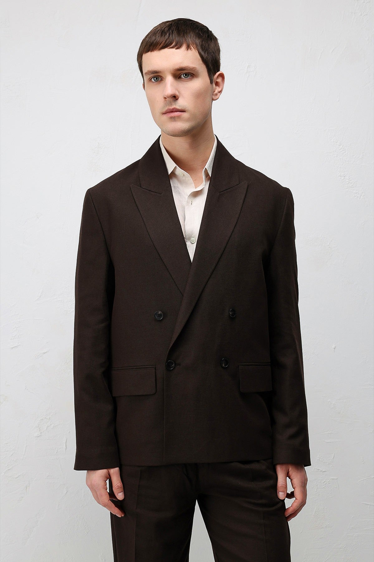 Relax Fit Keten Karışımlı Erkek Blazer Ceket