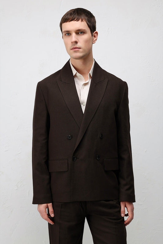 Relax Fit Keten Karışımlı Erkek Blazer Ceket