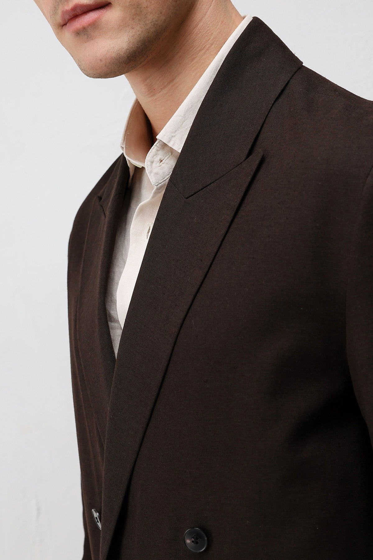 Relax Fit Keten Karışımlı Erkek Blazer Ceket
