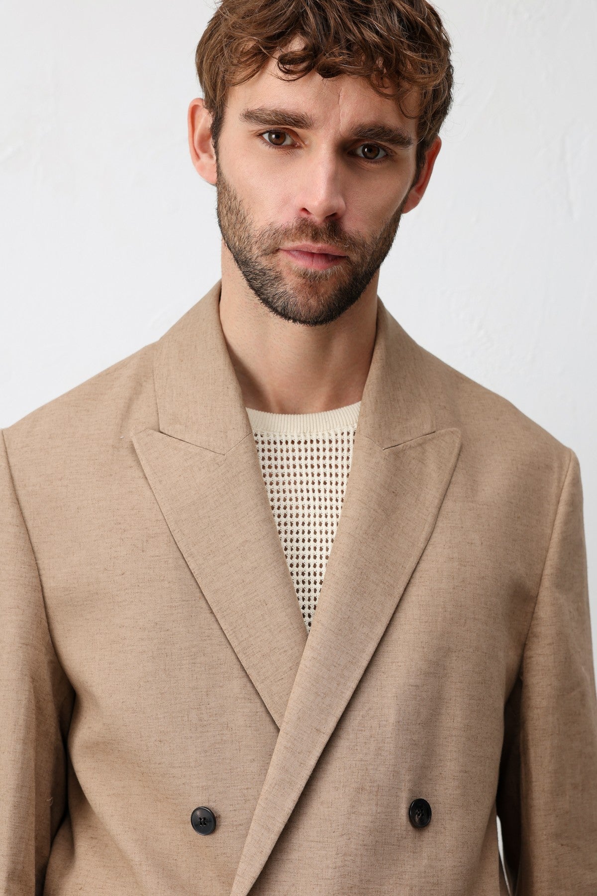 Relax Fit Keten Karışımlı Erkek Blazer Ceket