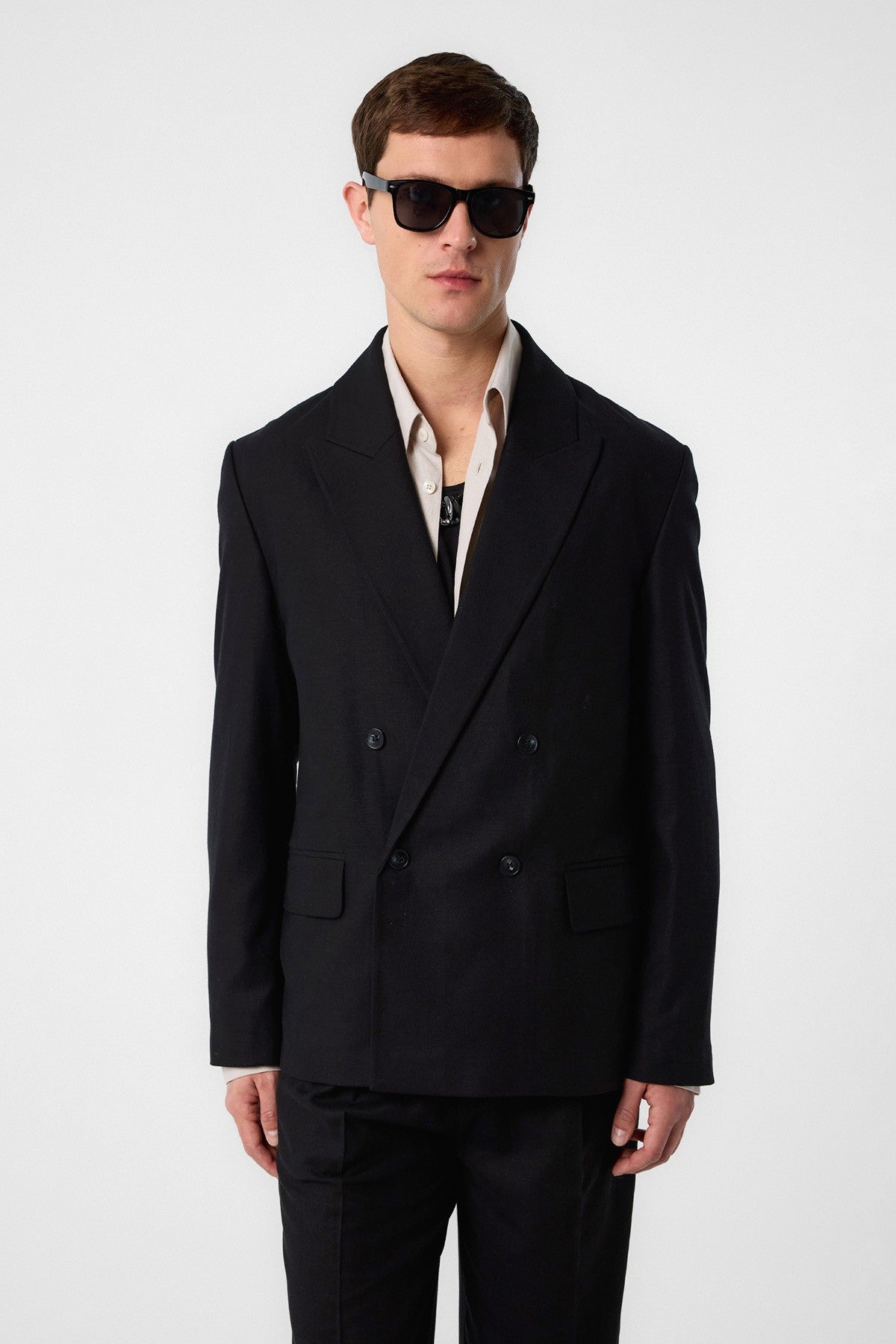 Relax Fit Keten Karışımlı Erkek Blazer Ceket