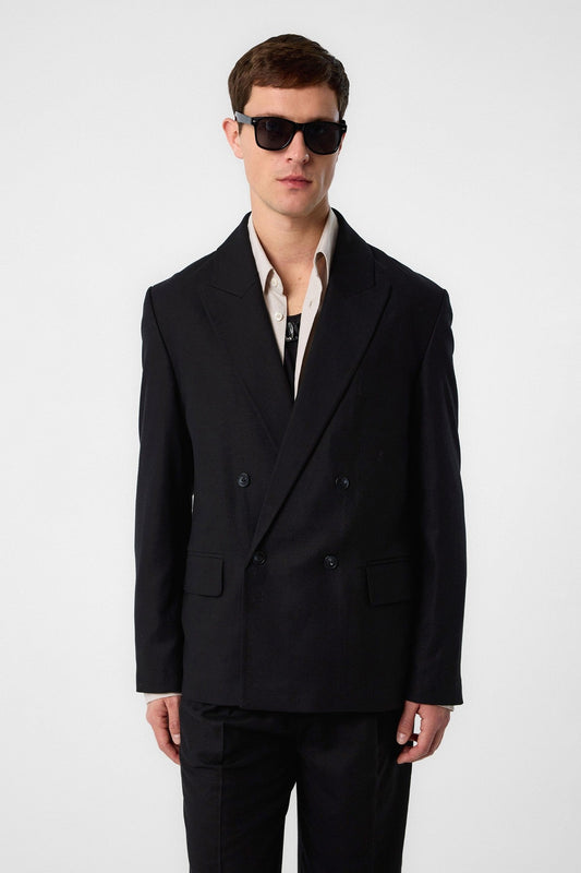 Relax Fit Keten Karışımlı Erkek Blazer Ceket