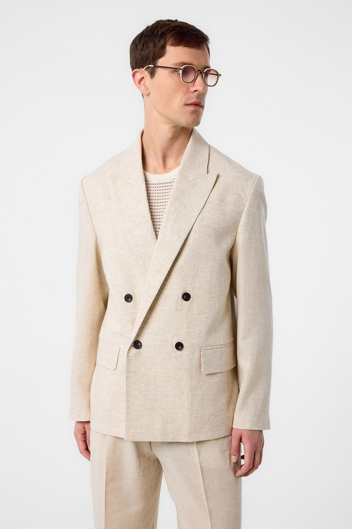 Relax Fit Keten Karışımlı Erkek Blazer Ceket