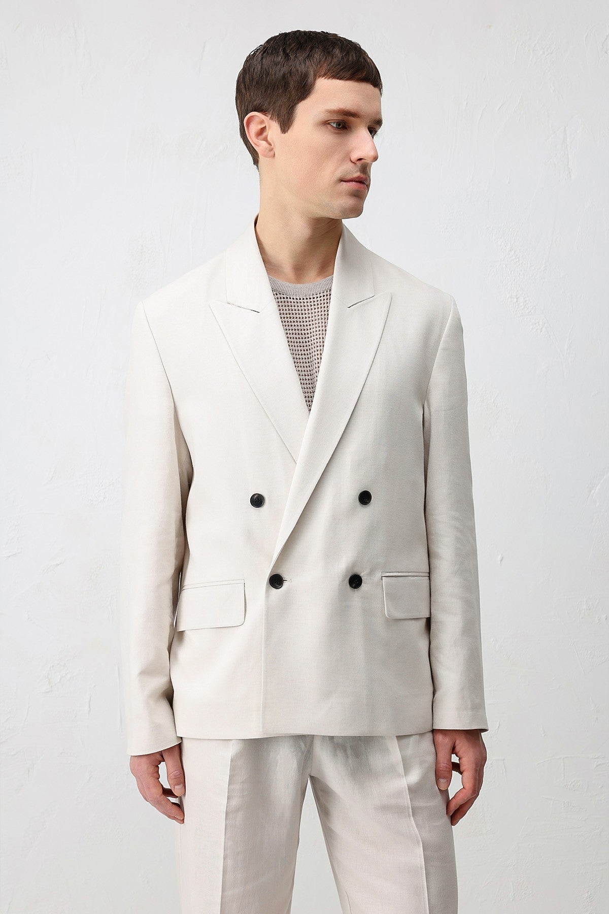 Relax Fit Keten Karışımlı Erkek Blazer Ceket