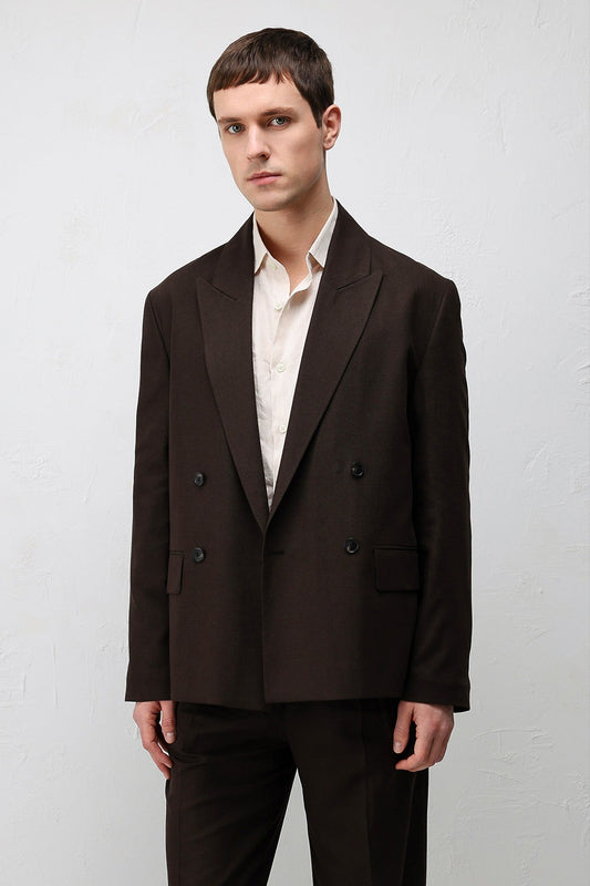 Relax Fit Keten Karışımlı Erkek Blazer Ceket
