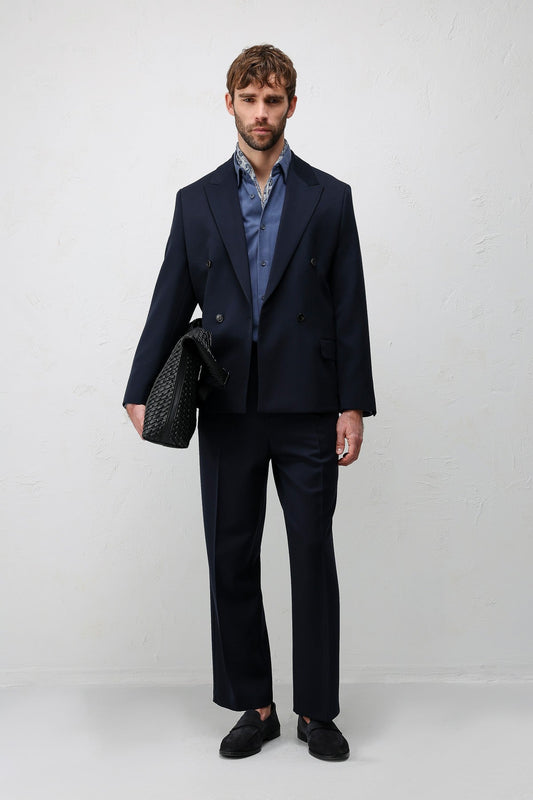 Relax Fit Kruvaze Erkek Blazer Ceket