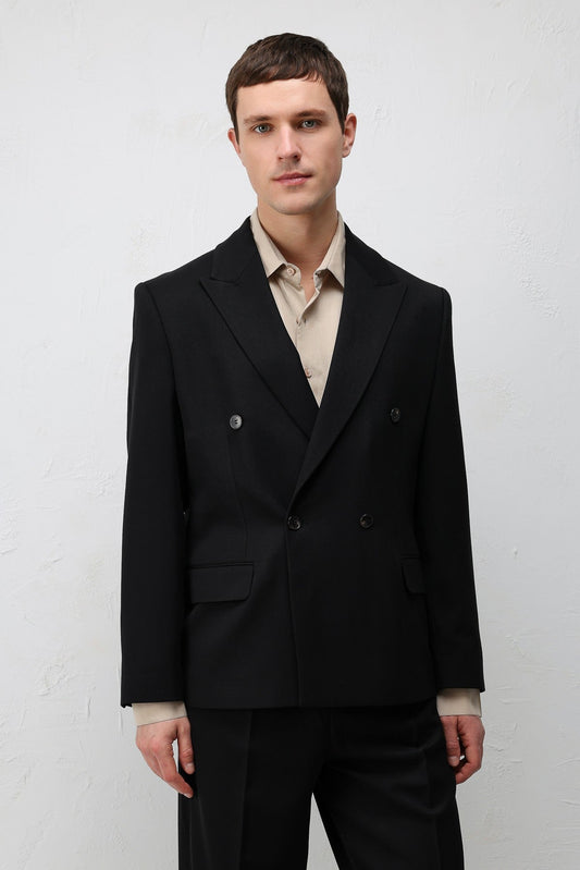 Relax Fit Kruvaze Erkek Blazer Ceket