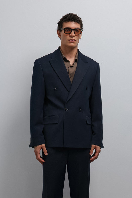 Relax Fit Kruvaze Erkek Blazer Ceket