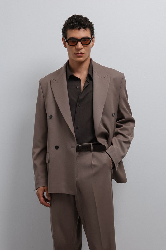 Relax Fit Kruvaze Erkek Blazer Ceket