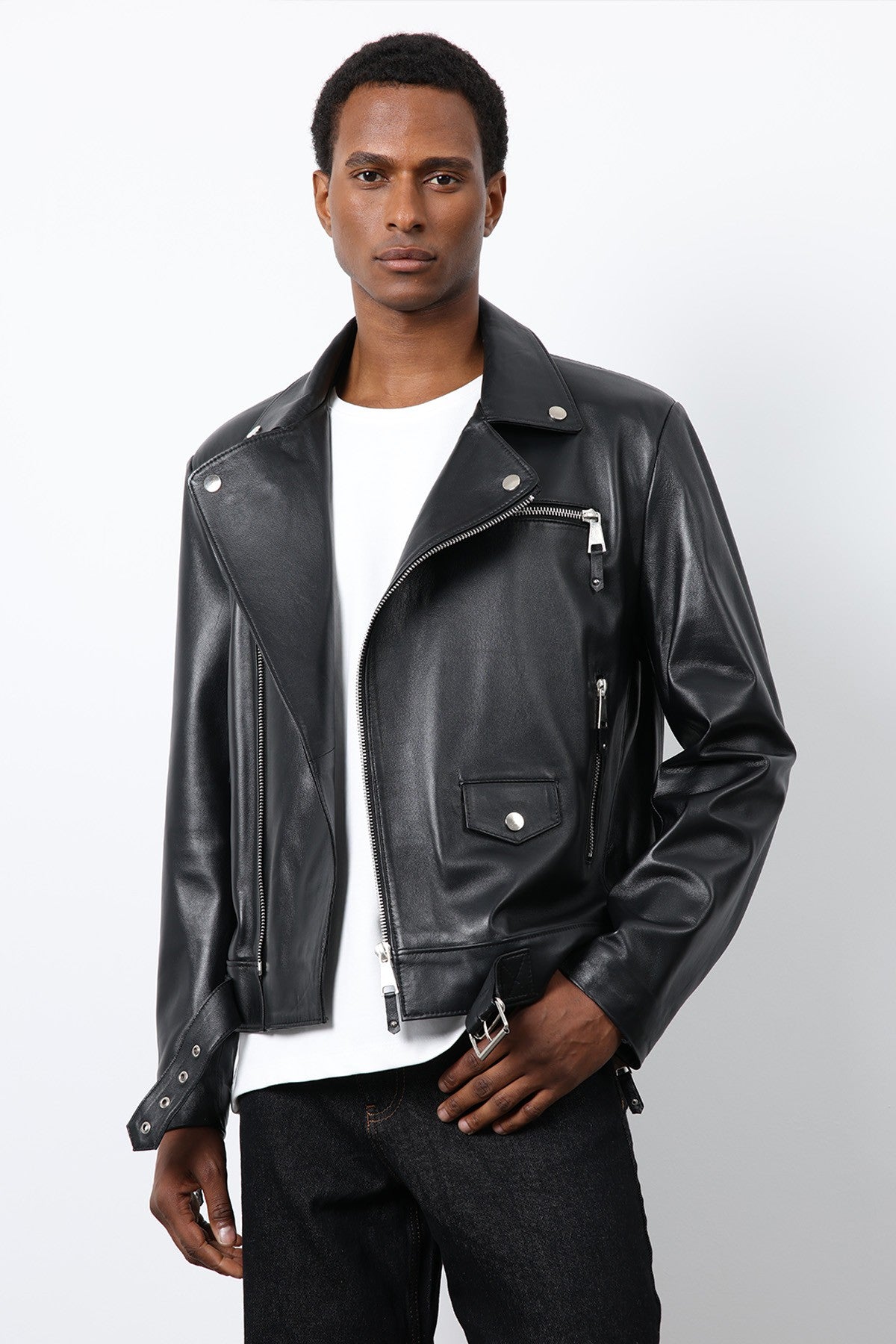 Antioch 100% Deri Biker Ceket