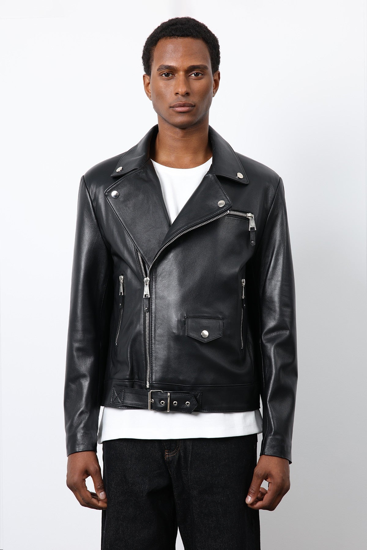 Antioch 100% Deri Biker Ceket