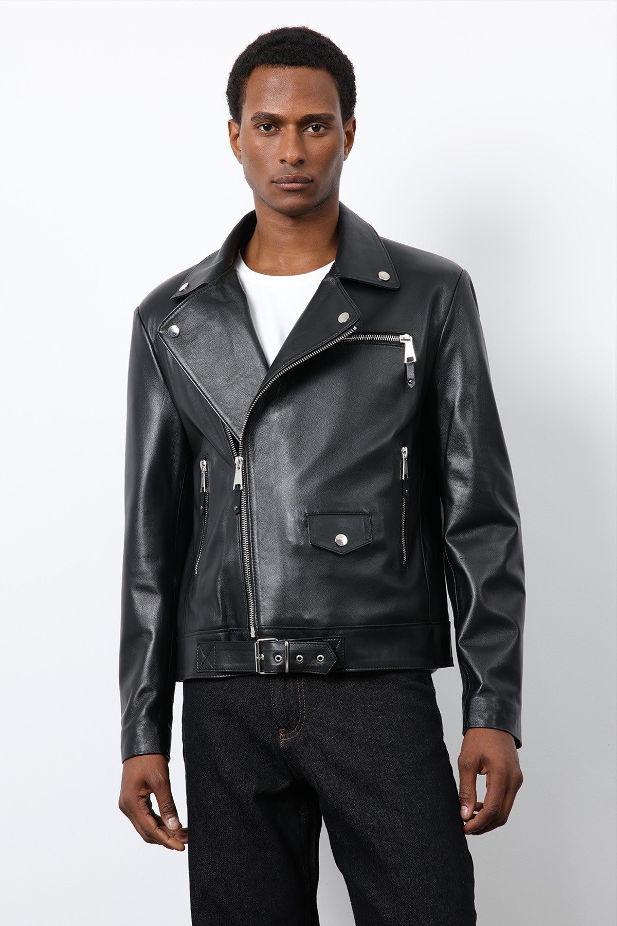 Antioch 100% Deri Biker Ceket